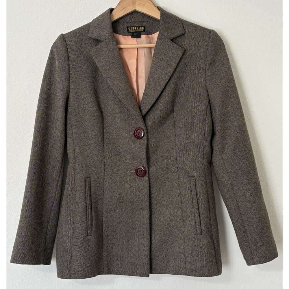 Georgiou Studio Womens Y2K Era Wool Blazer 8 Quiet Luxury Academia Heritage‎ 90s